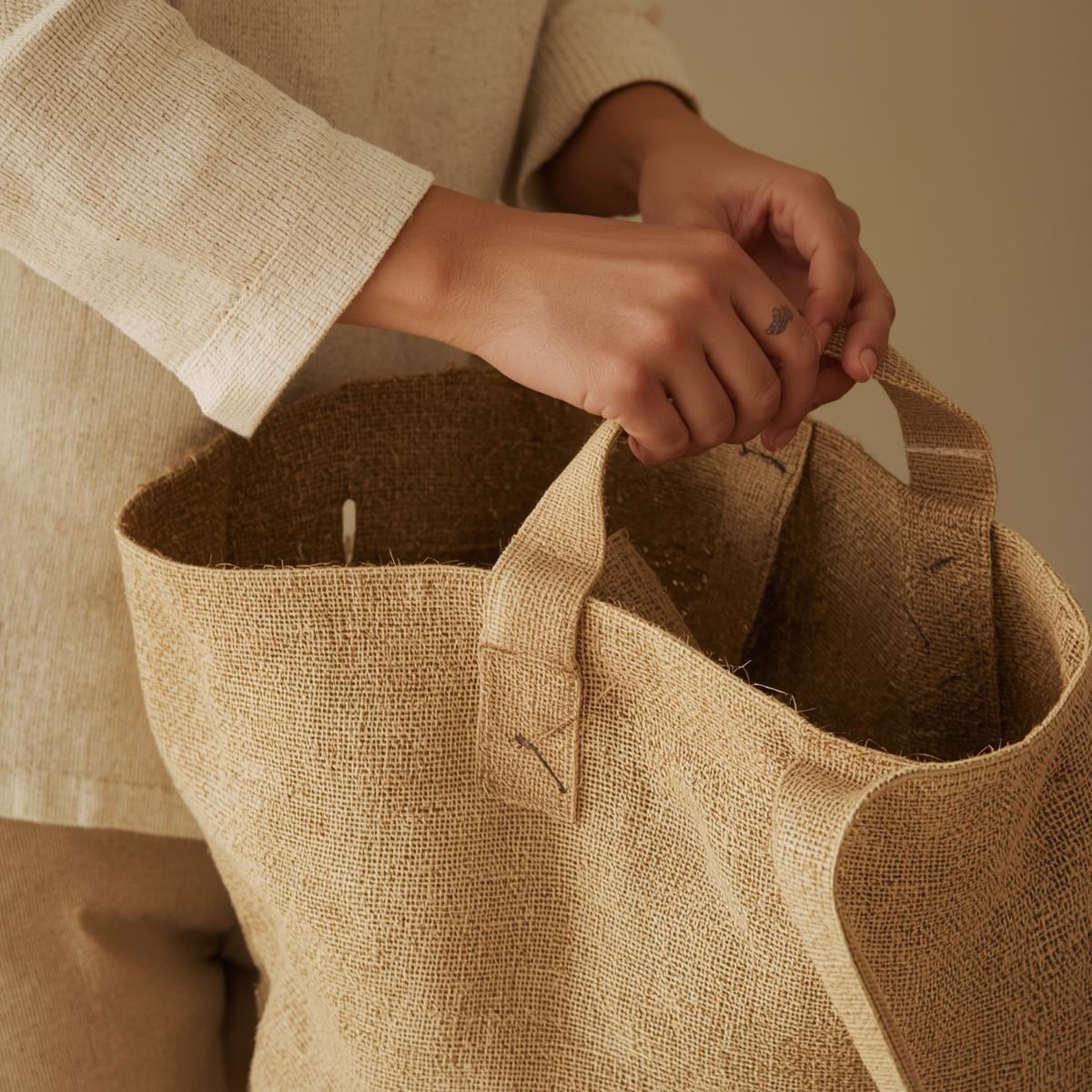 Collection of handmade natural canvas tote bags